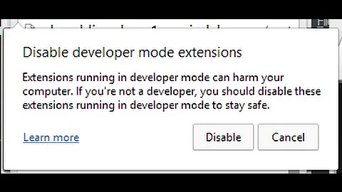 How to disable 'Disable developer mode extensions' popup in Chrome