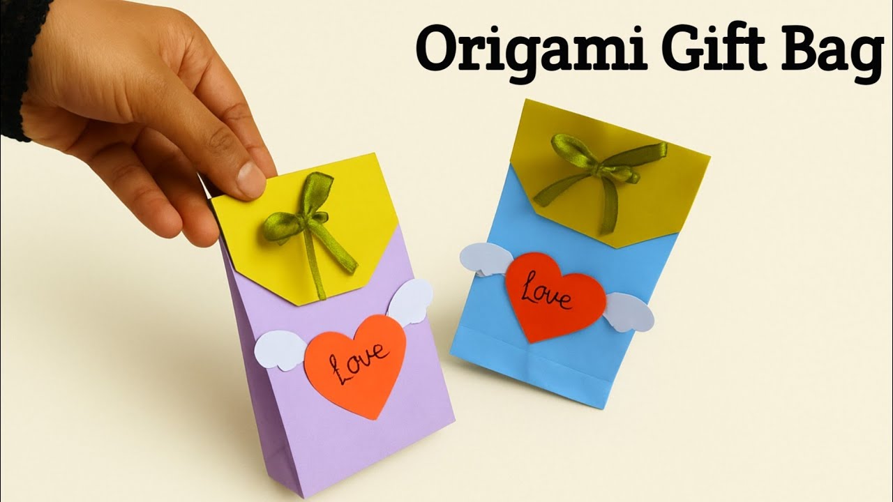 Как сделать бумажный подарочный пакет | Бумажный пакет-оригами | Подарочный пакет своими руками |...