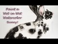 Wet on Wet fur like Yutaka Murakami - Black & White Bunny Watercolor Tutorial - Easy Fast 4 Easter!