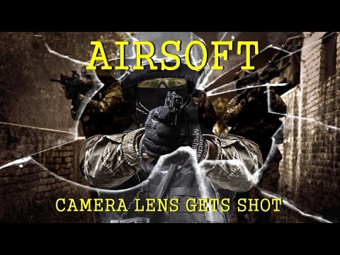Видео: Airsoft - Camera lens gets shot