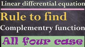 Rules to find complementary function || CF || LDE || Operator D
