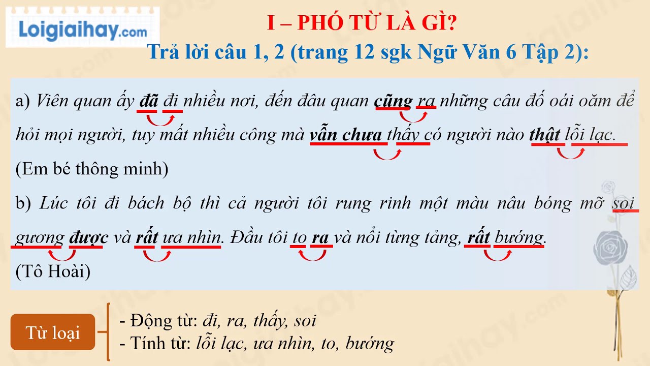 Soạn Bai Pho Từ Trang 12 Sgk Ngữ Văn 6 Tập 2 Youtube