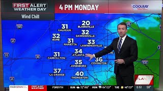 First Alert Forecast: Spotty rain today, cold arrives Monday