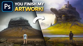 YOU Finish My ARTWORK | Photoshop Challenge!