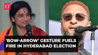 'Bow-Arrow' gesture fuels fire in Hyderabad election; Owaisi reacts, Madhavi Latha clarifies move