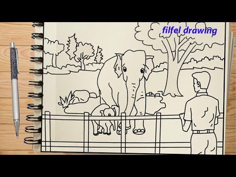 pencil drawing  step by step  Pencil Sketch  How to draw a zoo  drawing  tutorial easy  YouTube
