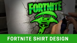 Fortnite design airbrushed on a t-shirt - how to paint Fortnite by Jeff Copeland 17,128 views 5 years ago 8 minutes, 4 seconds