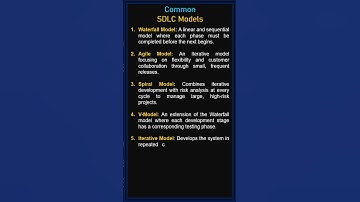 Top 5 SDLC Models Explained in Seconds | Waterfall, Agile, Spiral, V-Model, Iterative#virslshorts