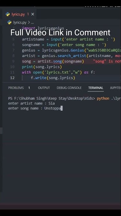 #short trick to get lyrics of any song using python #developers - YouTube