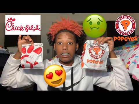 POPEYES CHICKEN SANDWICH VS. CHICK FIL-A CHICKEN SANDWICH FOOD CHALLENGE ( hilarious !!)