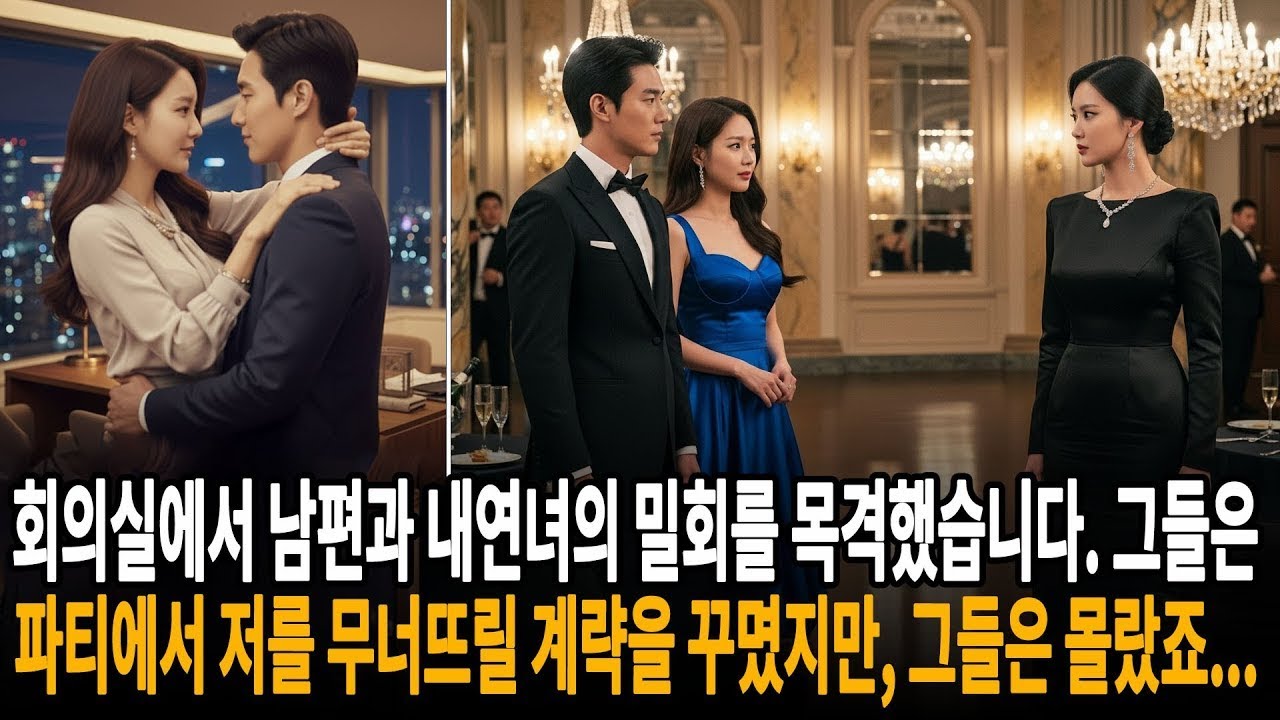 회의실에서 남편과 내연녀의 밀회를 목격했습니다  그들은 파티에서 저를 무너뜨릴 계략을 꾸몄지만, 그들은 몰랐죠    ㅣ황혼연애ㅣ노후사연ㅣ재혼