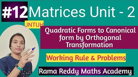 M1 JNTUH | Quadratic form to canonical form | How to prepare M1 Easy | Rama Reddy Maths Academy |