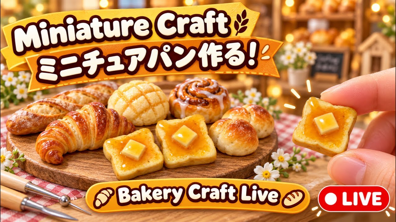 作業/粘土】#2 本物みたいなミニチュアパンを作る！🍞｜Making