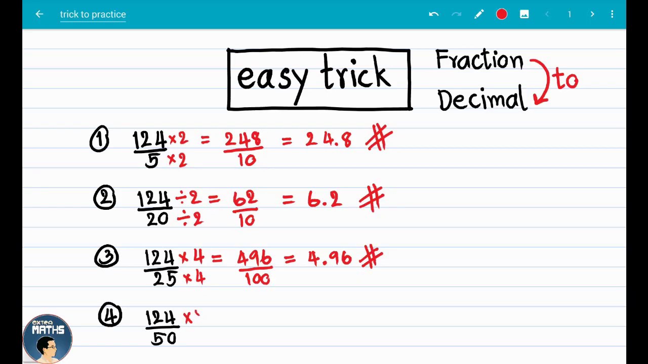 Fraction to decimal (easy trick) | extramaths.net - YouTube