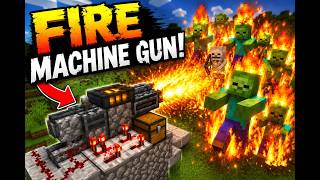 Built a FIRE MACHINE GUN in Minecraft! 🔥😱 (Zombie Destroyer)