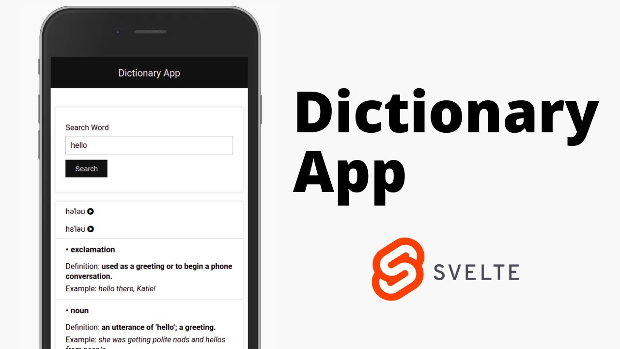 Create Basic Dictionary App using Svelte & DictionaryAPI | HTML, CSS ...