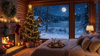 Christmas Cabin at Night | Fireplace Glow & Soft Piano Music for Deep Sleep and Relaxation screenshot 4