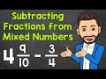 How to Subtract Fractions from Mixed Numbers | Math with Mr. J