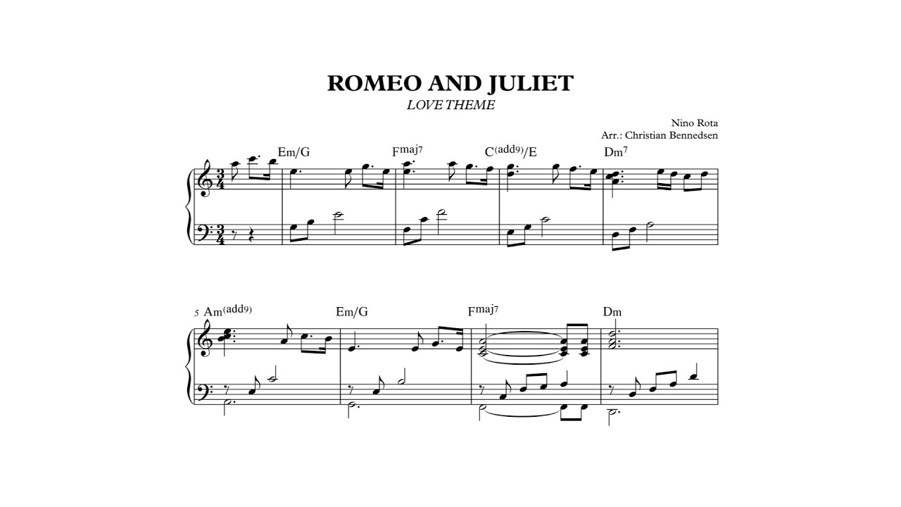Nino Rota - Romeo And Juliet - Love Theme - Piano