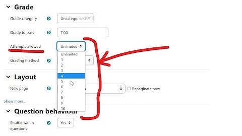 How to change attempts in Quiz Moodle Tutorial Learning Management System LMS