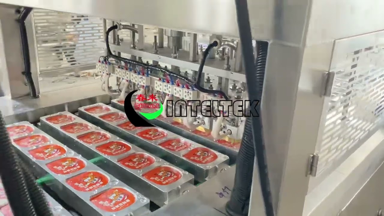 Automatic inline type dipping sauce cup filling sealing machine