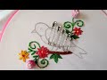 Hand Embroidery: Bird design trick with sefaty pin |New Hand Embroidery Bird design stitch