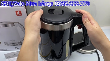 Hàng Nhật, ấm đun nước siêu tốc Hikari, công suất lớn, 2 lớp, an toàn, tiết kiệm điện, bền, đẹp.