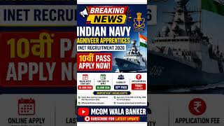 Indian Navy Agniveer Apprentices INET Recruitment 2026 🚢 | 10वीं Pass Apply Online | Breaking News📝