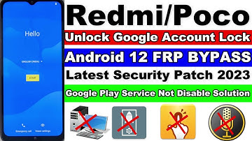 Redmi/Poco Android 12 FRP Bypass Without Pc | Google Play Service Not Disable Solution | A1,A2,C50