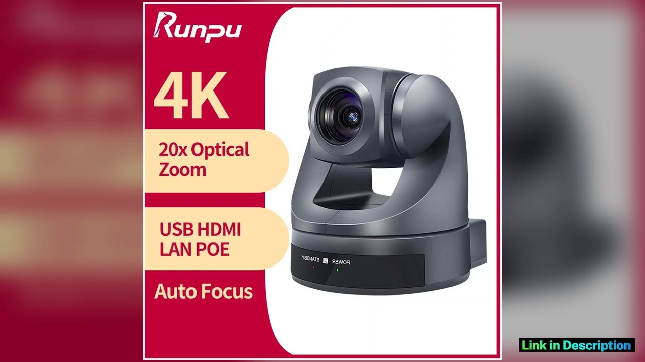 Runpu 4K30fps Conference Camera PTZ Video 20X Zoom Ai Tracking Ptz Camera USB HDMI LAN POE For Educ