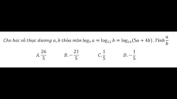 Thủ thuật CASIO: ho hai số thực dương a,b thỏa mãn log_9⁡a=log_12⁡b=log_16⁡(5a+4b)