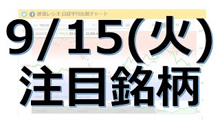 【9月15日(火)の注目銘柄】本日の株式相場振り返りと明日の注目銘柄を解説