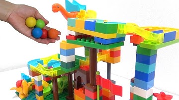Marble Run ASMR☆Satisfying Building Blocks Summary Long Video Colorful dinosaur Coasters