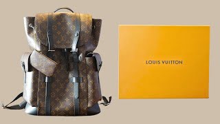 unboxing the Louis Vuitton Christopher backpack and coin purse