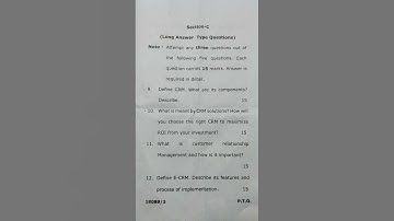 BBA 3rd  sem / CRM ( Customer relationship management) paper /2022 / ccsu