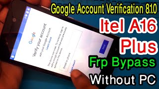 Itel A16 Plus Frp Bypass / Itel A16 Google Account Verification 8.1.0 Without PC
