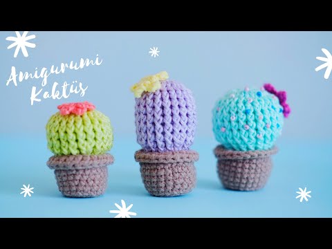 Amigurumi KAKTÜS yapımı | örgü kaktüs | örgü anahtarlık (with eng. sub)