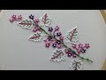 Hand embroidery of a flower twig with easy and basic stitches