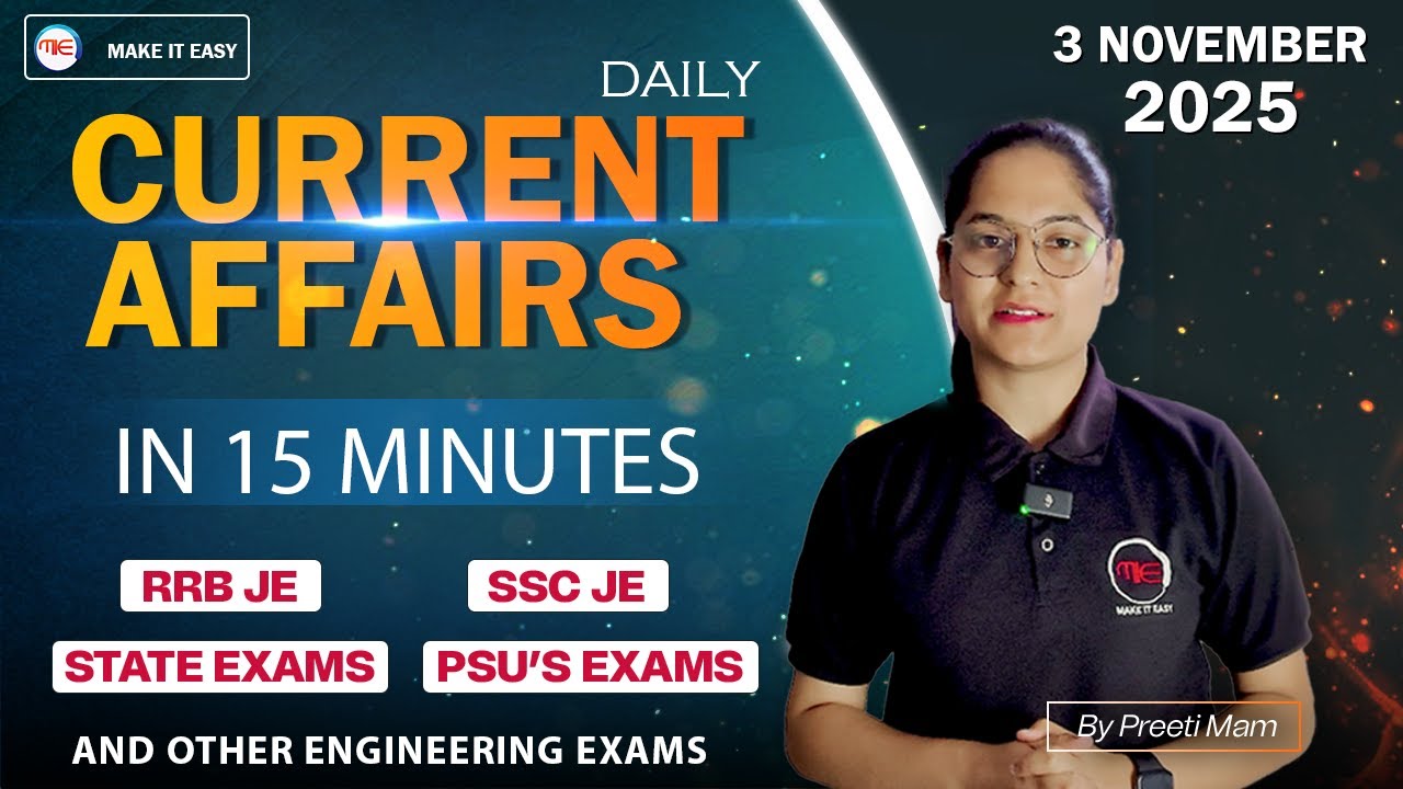 3 november Current Affairs | Daily Current affairs for SSC JE 2025 ...