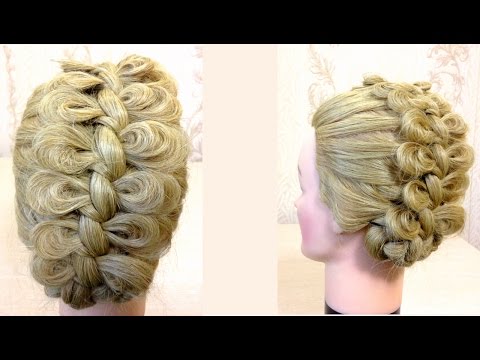 Прическа коса из бантиков.Braided updo Прическа коса из бантиков.Braided updo