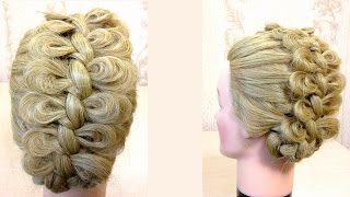 Прическа коса из бантиков.Braided updo Прическа коса из бантиков.Braided updo