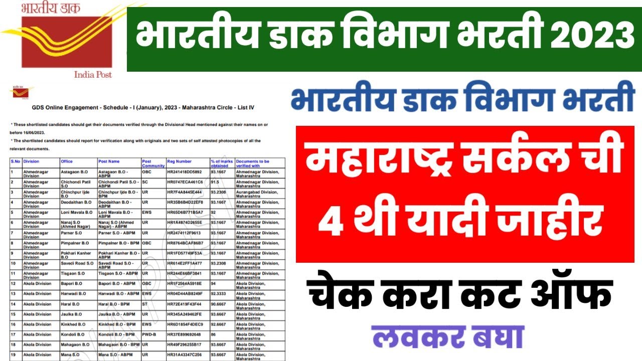Indian Post GDS 4th Merit List 2023 GDS 4 indian-post-gds-4th-merit-list-2023-gds-4