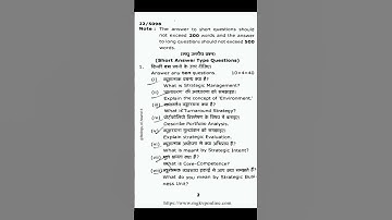 mgkvp m.com 4th semester previous year question paper Examination 2022 Strategic Management