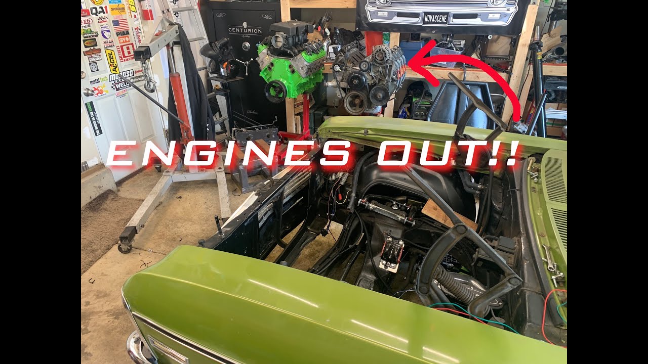 Pulling LS engine from Nova in prep for TKX 5speed swap!! YouTube