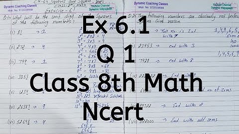 Ex 6.1, Q 1, Chapter 6, Squares & Square Roots, Class 8th Math, Ncert