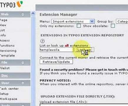 TYPO3: Install TemplaVoila