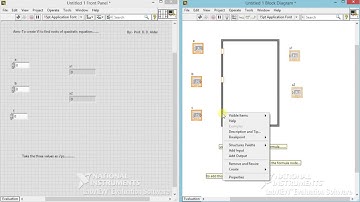 To create VI for finding roots of quadratic equation using LabVIEW