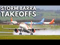 WET & WINDY TAKEOFFS on SOAKED RUNWAY during Storm Barra (AMAZING SPRAY!) | Bristol Airport + ATC 4K