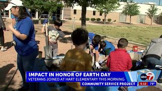 Honoring Earth Day: Veterans lead environmental revitalization at Hart Elementary