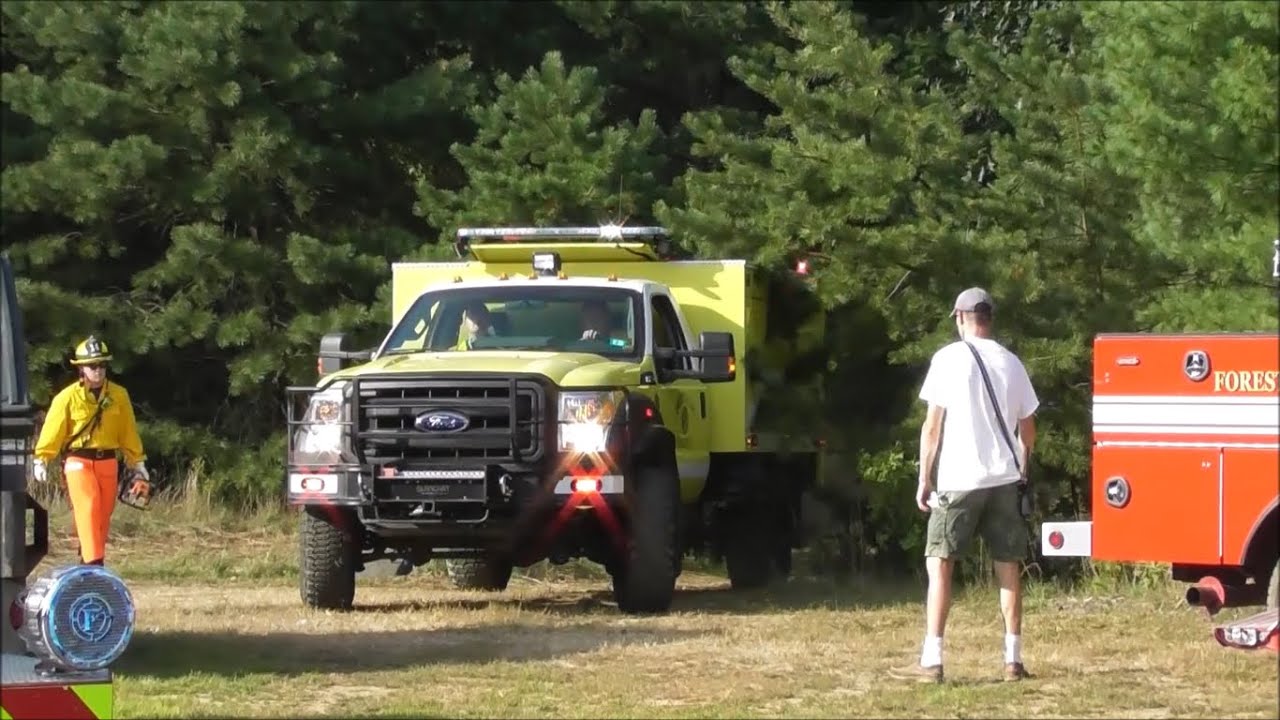 Fire Trucks Arriving and Operating at a Brush Fire in Somersworth, NH